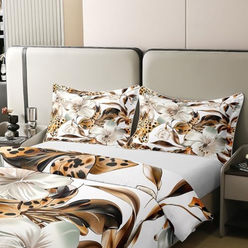 jejeloiu Vintage Floral Duvet Cover 100% Cotton Queen Size Boho