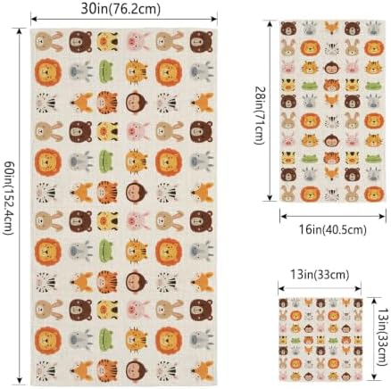 Bath Towels Set of 3 Animal Zoo Bath Towel Hand Towel Washcloth Soft