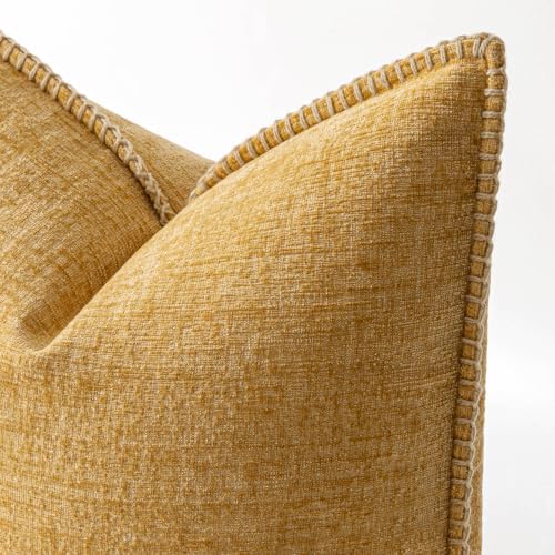 MIULEE Decorative Couch Throw Pillow Covers 20x20 Inch Gold 2 Pack