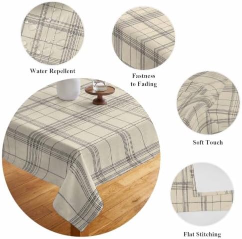 Square Tablecloth, Minimalist Farm Lattice Grid Waterproof Table Cloth
