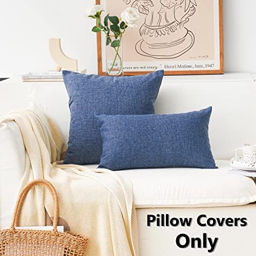 Home Brilliant Linen Decorative Pillow Cover Burlap Denim Throw Pillow