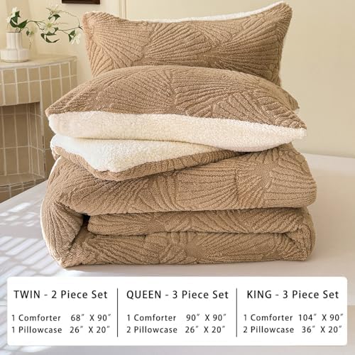 tohrisa Seashell Jacquard Sherpa Comforter Set Warm Cozy Premium