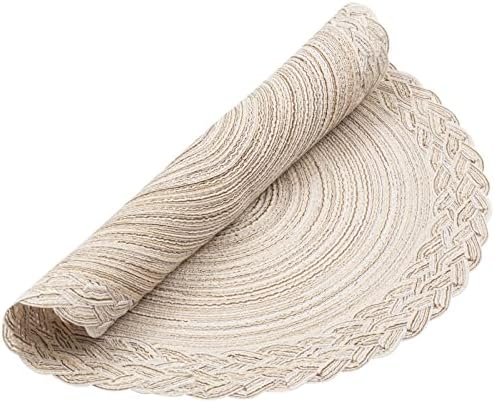 SHACOS Round Placemats Set of 6 Woven Round Table Mats 15 inch Braided