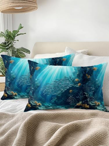 12x20 Throw Pillows Set of 2, Natural Ocean Fish Waterproof Outdoor