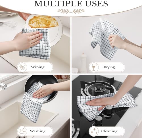 Homaxy 12 Pack Terry Kitchen Dish Cloths, 12"x12", Grey