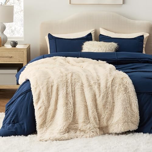 Bedsure Faux Fur Fluffy Sherpa Throw Blanket Couch Twin Beige 60"x80"