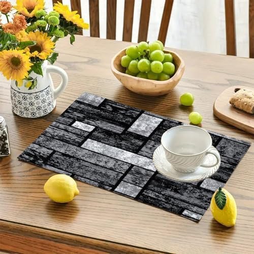 Abstract Gray Placemats Non-Slip Heat Resistant Flax Table Mats