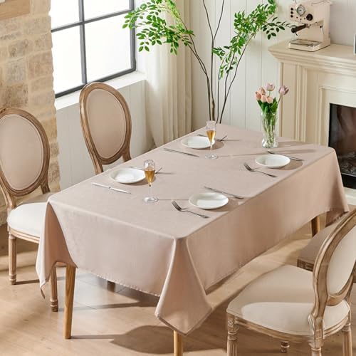 OpifeTela Rectangular Linen-Textured Tablecloth, Waterproof