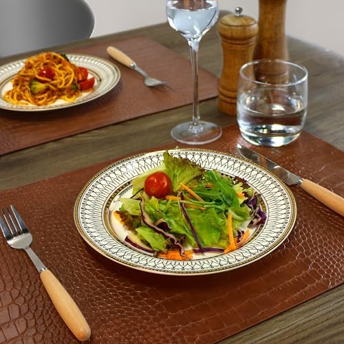 Set of 6 Faux Leather Placemats, PU Table Mats, Waterproof, Stain