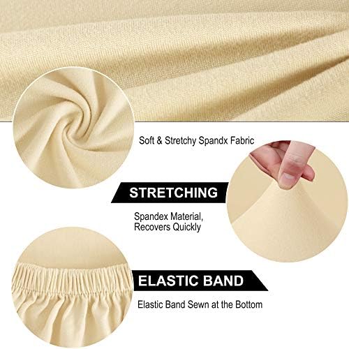 uxcell Stretch Solid Dining Chair Covers for Home Decorative Beige