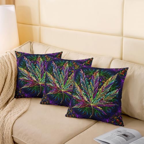 Feelyou Marijuana Weed Leaf Throw Pillow Covers for Couch Sofa Bed,Set