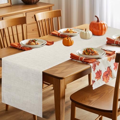 Table Runner Minimalist Creamy White Table Runners 14x72in Rustic
