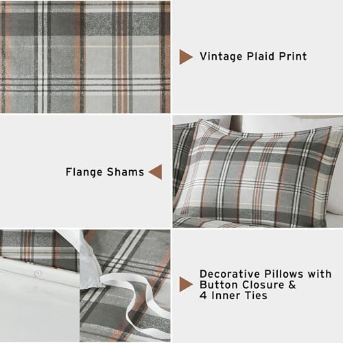Intelligent Design Plaid Lodge Modern Tan/Gray Queen Duvet Cover Set