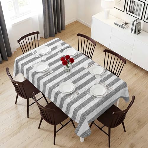 Farmhouse Gray Geometric Line Rectangle Tablecloth 60x120