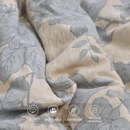 Vintage Reversible Floral Duvet Cover Set, 100% Washed Microfiber