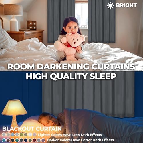 BLUENILEMILLS Room Darkening Blackout Curtain Panels with Rod