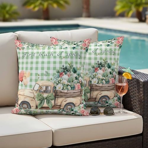 Eucalyptus Trucks Outdoor Pillow Covers Waterproof, All Weather