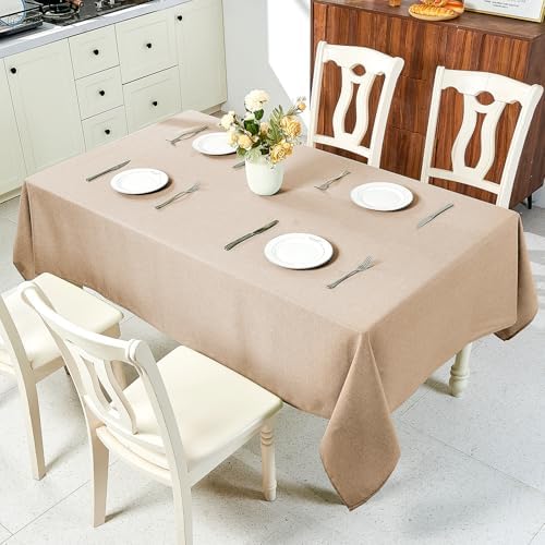 IVAPUPU Textured Linen Table Cloth for Rectangle Table, Khaki