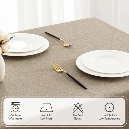MIULEE Taupe Rectangle Tablecloth with Decorative Cutouts 52x70 Inch