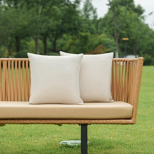 NiNi ALL Outdoor Pillow Covers 18x18 Set of 2 Patio Waterproof Beige