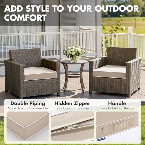 MIULEE Beige 18.5x16x3 Inch Outdoor Chair Cushions for Patio Furniture