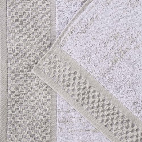 SUPERIOR Cotton Bathroom Towel Set, Plush Absorbent, 6 Piece, Stone
