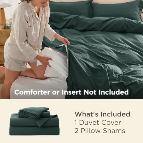 Bedsure Prewashed Oversized King Duvet Cover, Cotton-Like Set, Forest