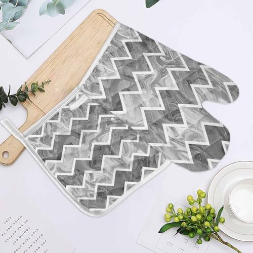 Quilted Cotton Terry Cloth Oven Mitt, Pot Holder Grey Abstract
