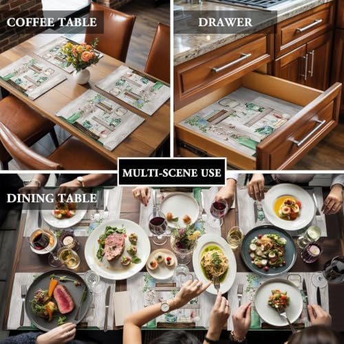 Cotton Linen Placemats for Dining Table Set of 8 Farmhouse Decorative