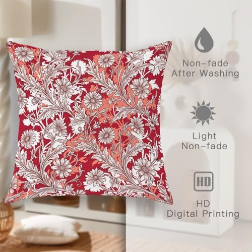 Flower Throw Pillow Covers Set of 2, Vintage Elegant Leaf Floral Fall