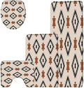 4 Pieces Bathroom Rug Sets,Western Boho Aztec Abstract Geometric