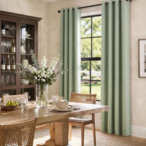jinchan 100% Blackout Linen Textured Curtains for Bedroom Living Room