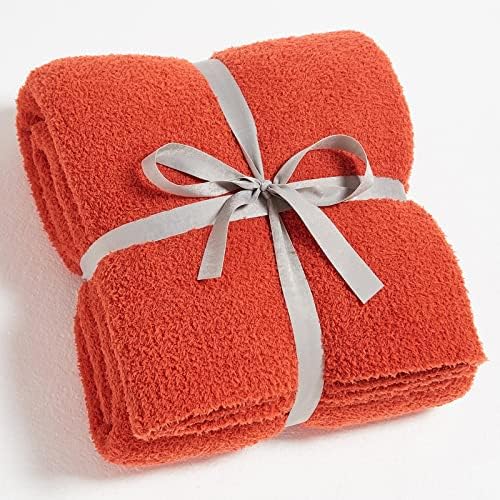 CYMULA Super Soft Knit Throw Blanket Twin Size Orange-Lightweight