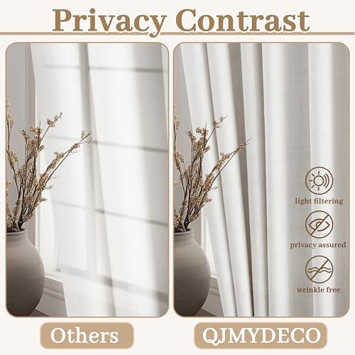 Extra Long Linen Curtains 120 Length, Modern Semi Sheer Light