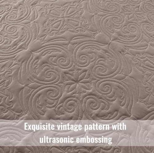 Exclusivo Mezcla 3 Piece King Size Quilt Bedding Set, Taupe