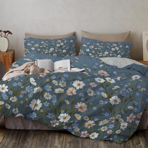 Natural Wildflower Landscape Duvet Cover King 3Pcs, Breathable
