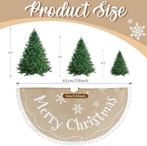 AerWo 24 Inch Burlap Christmas Tree Skirt