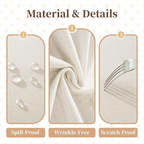 Laolitou Off White Rectangle Tablecloth with Tassels 55x106 Inch