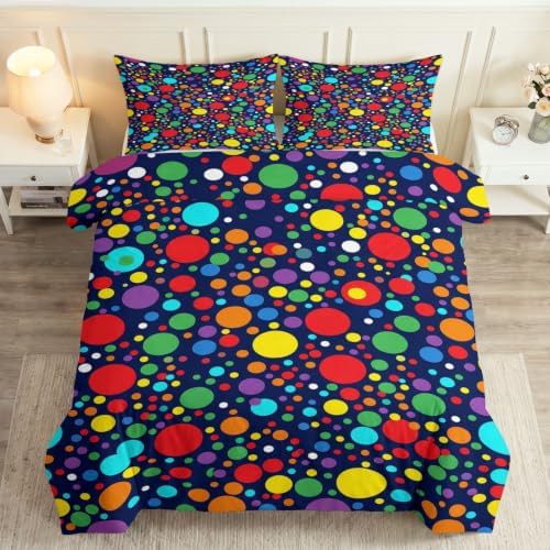 King Duvet Cover Set Soft Microfiber Geometry Polka Dots
