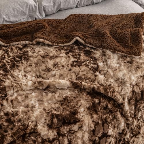 Super Soft Faux Rabbit Fur & Fleece Sherpa Throw Blanket - Ultra Soft