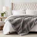 Hyde Lane Soft Faux Fur Throw Blanket, Luxury Fluffy Grey Blankets for