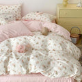 Nayoroom Pink Floral Duvet Cover Set Queen Green Botanical Flower