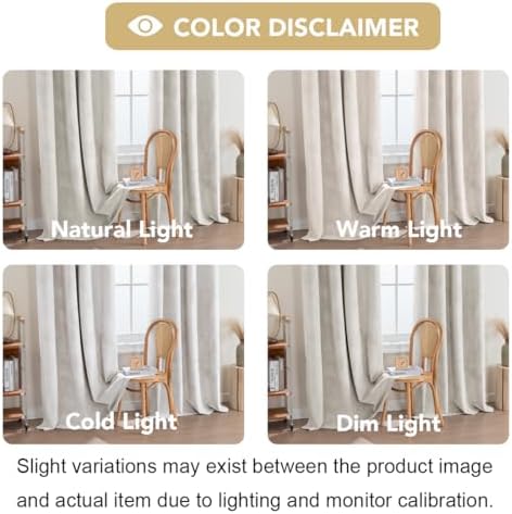 H.VERSAILTEX Velvet 100% Blackout Curtains 55x108 Ivory 2 Panels