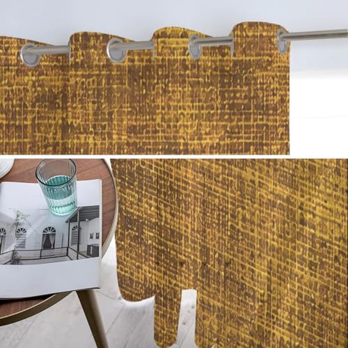 Gold Brown Sheer Curtains 96 Inch Length 2 Panels Set Farmhouse Linen