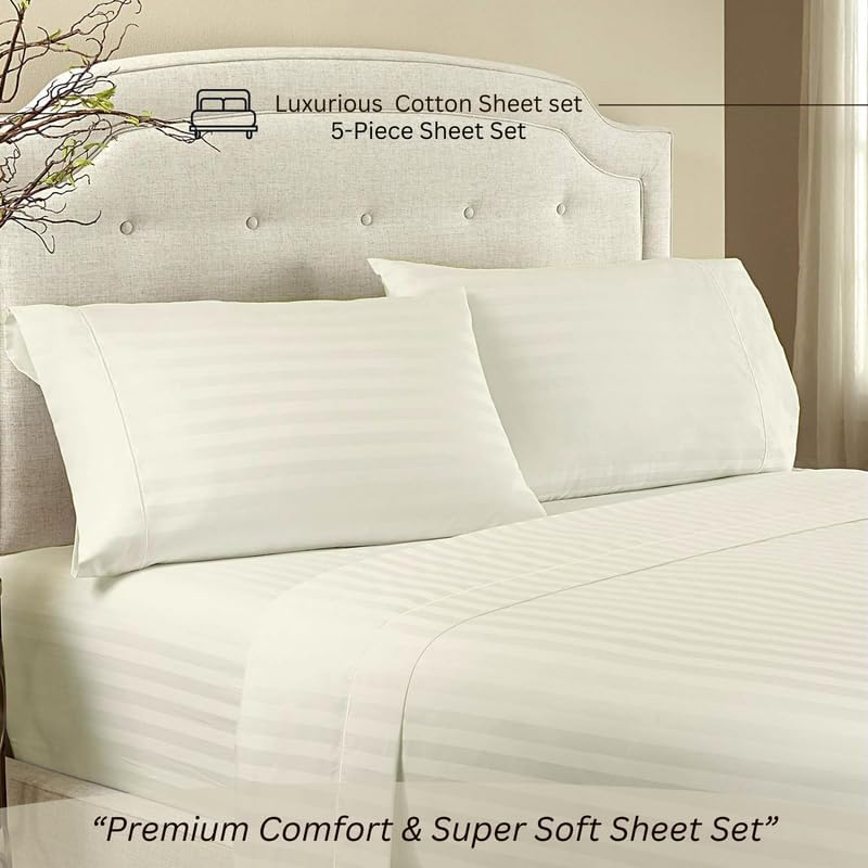 Split King Bed Sheets 5 Pieces 100% Egyptian Cotton Sheets for Split