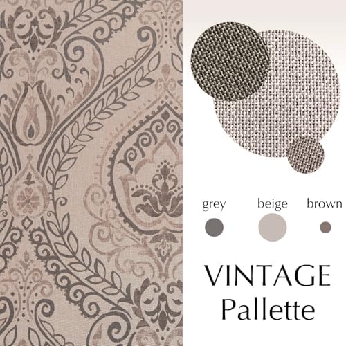 Vangao Grey Paisley Linen Textured Curtains 63 in Vintage Grommet 2