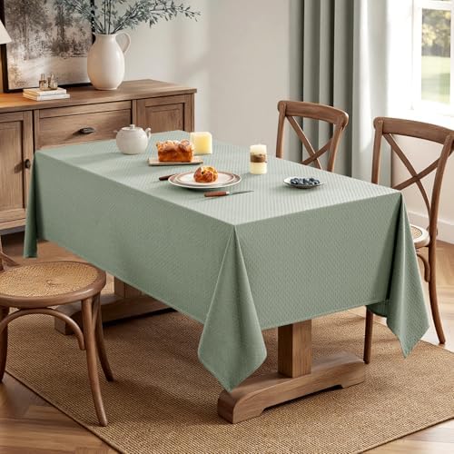 MIULEE Sage Green Linen Rectangle Tablecloth 60x84 Inch