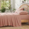 Entisn Pure Cotton Sheets Twin 3-Pc Set, 400TC, 16" Pocket, Dusty Pink