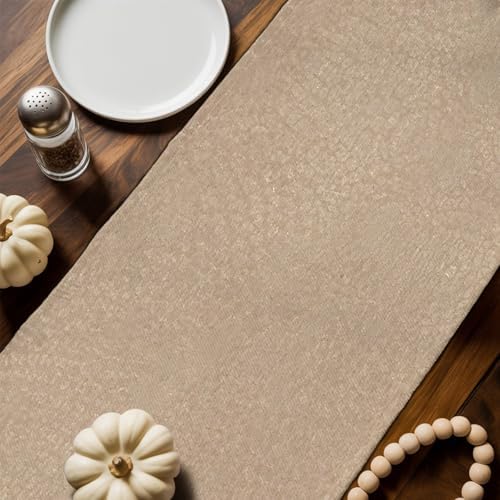 Beige Table Runners 108 Inches Long, Cotton Linen Fabric Table Runner