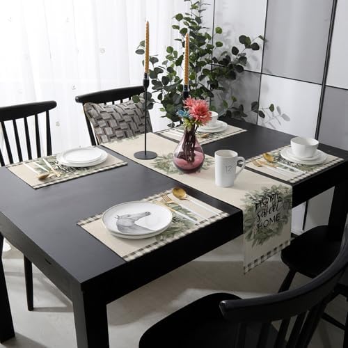 Classic Housewarming Table Runner and Placemats Set of 4 Rustic
